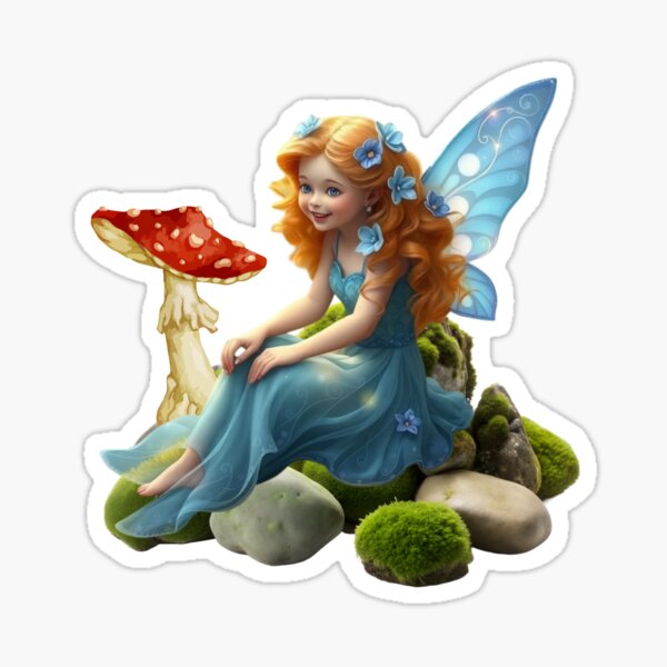 Item preview, Bluebell Fairy with Mushroom designed and sold by Agnes-Creative.