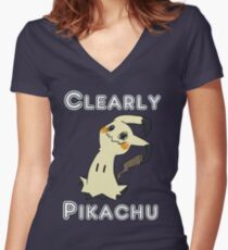Clearly Pikachu - Mimikyu Women's Fitted V-Neck T-Shirt