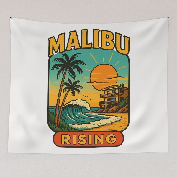 Item preview, Malibu Rising Beach Sunset Los Angeles Coast designed and sold by Places On Earth.
