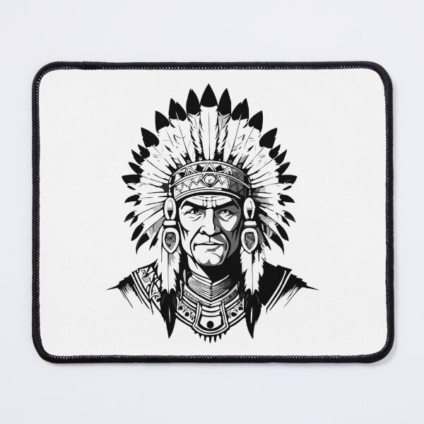 Item preview, Portrait of a Native American old Chief, adorned with a majestic feathered headdress, Indian tribal Warrior Leader designed and sold by Danler.