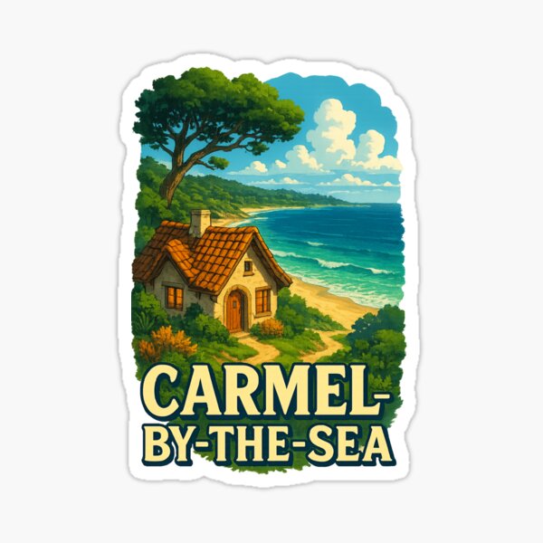 Item preview, Carmel-by-the-Sea California Coastal Cottage Scene designed and sold by Aryabek.