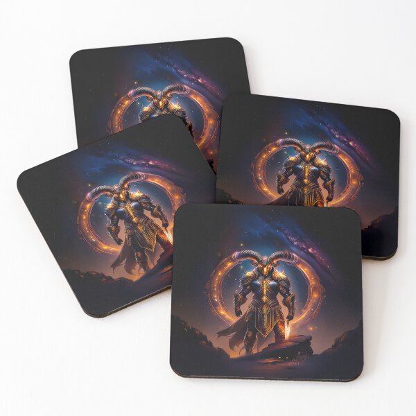 Item preview, Epic golden Aries warrior with cosmic fiery background designed and sold by ChernivtsiSkoda.