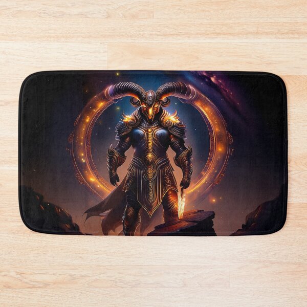 Item preview, Epic golden Aries warrior with cosmic fiery background designed and sold by ChernivtsiSkoda.