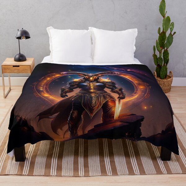 Item preview, Epic golden Aries warrior with cosmic fiery background designed and sold by ChernivtsiSkoda.