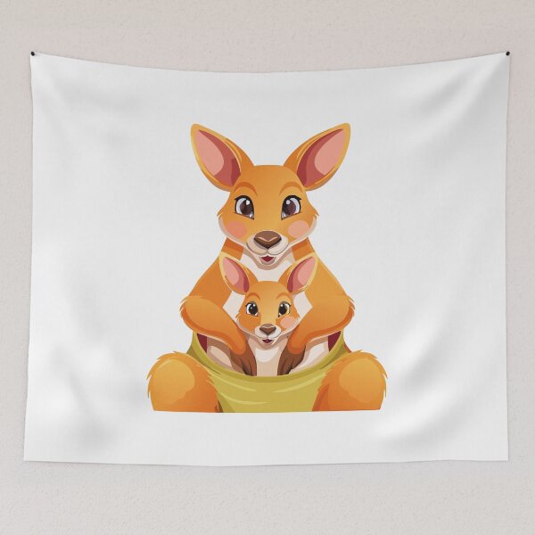 Item preview, Painting of a mother kangaroo with her kid or baby, Mother Kangaroo and Joey in a mother kangaroo, with her joey nestled securely in her pouch, conveying maternal care and protection designed and sold by Danler.