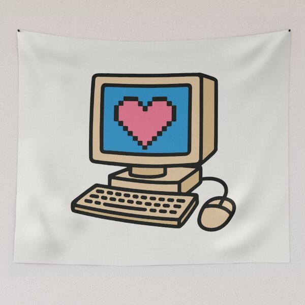 Item preview, Y2K Retro Computer Love 2000s Internet Pixel Heart designed and sold by arowh.