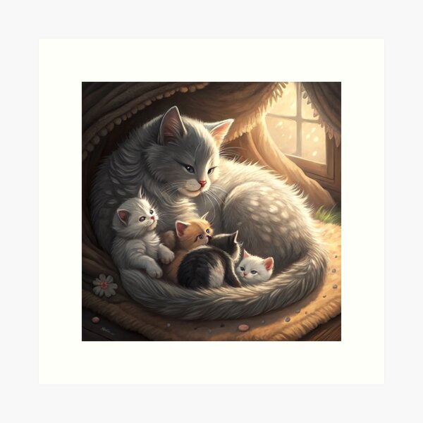 Item preview, Süße Katzenmama mit Kätzchen - bezauberndes Katzenmutter-Familiendesign designed and sold by Jimy11.