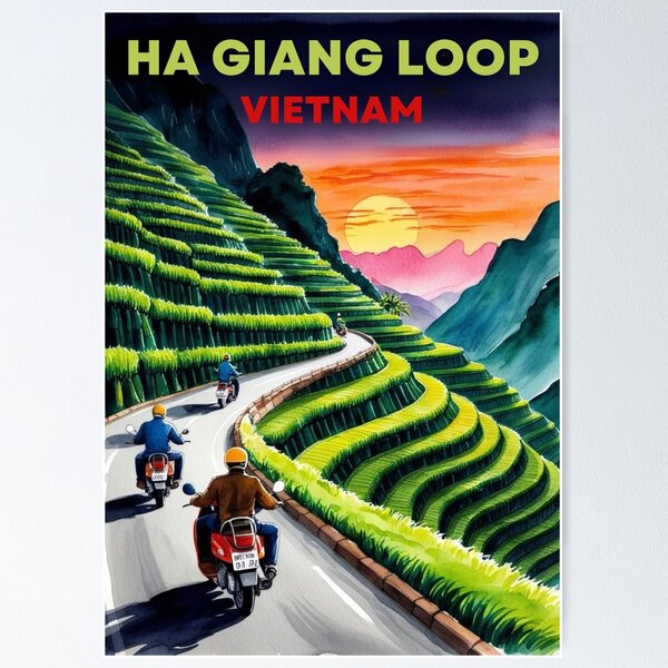Item preview, Ha Giang Loop Poster, Vietnam Wall Art designed and sold by Bits & Bops Boutique.