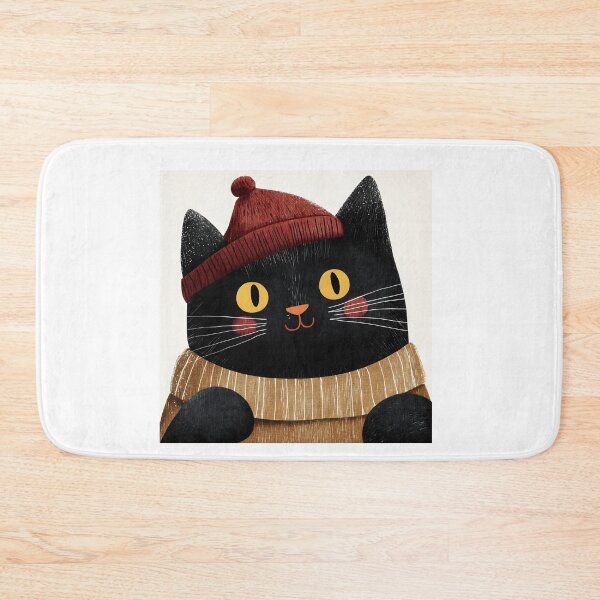 Item preview, Super adorable black kitten with a wool hat designed and sold by vambrosio15.