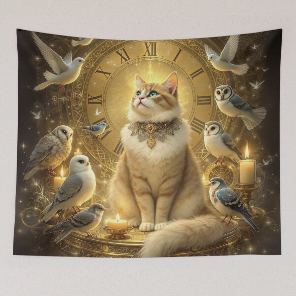 Item preview, Cat with Clock and Hangers-On designed and sold by HabitableMoons.
