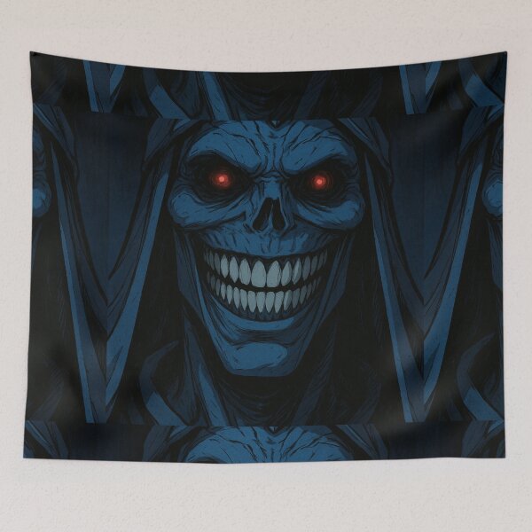 Item preview, Sinister Skull Reaper | Dark Horror Art with Red Eyes designed and sold by Printdesigns1.