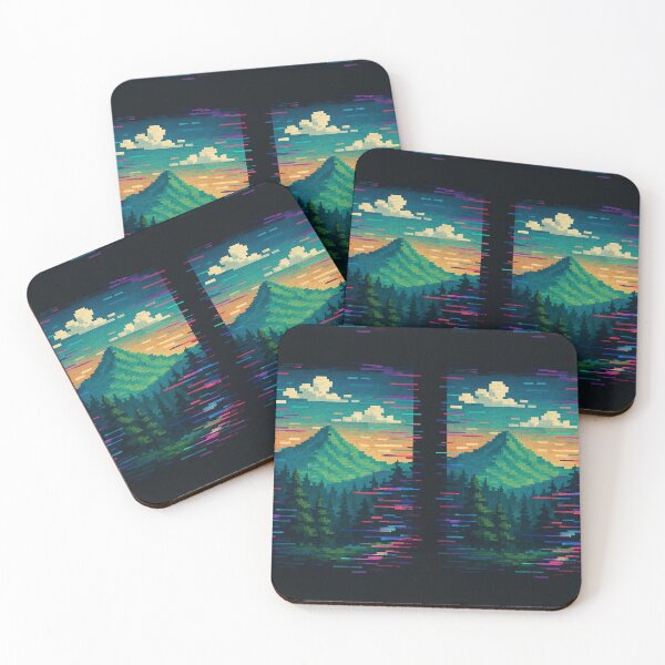 Item preview, Pixelated Nature Glitch – Retro 8-Bit Landscape with Digital Twist designed and sold by Nadarva Prints.
