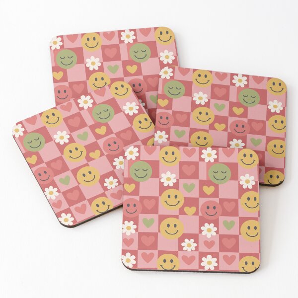Aperçu de l'œuvre Smileys à carreaux, rouges et roses créée et vendue par bethduke.