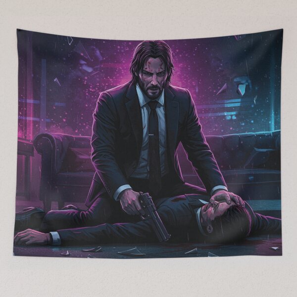 Item preview, Neo-Noir Assassin Art – Dark Action Hero in Cyberpunk Style designed and sold by -DEEWOLF-.