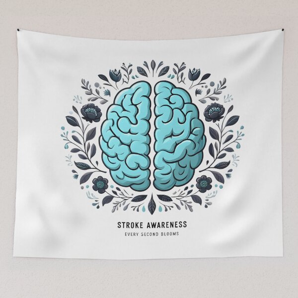 Item preview, Stroke Awareness Floral Brain – Minimalist Blue Vector Design designed and sold by AnnDesignStudio.