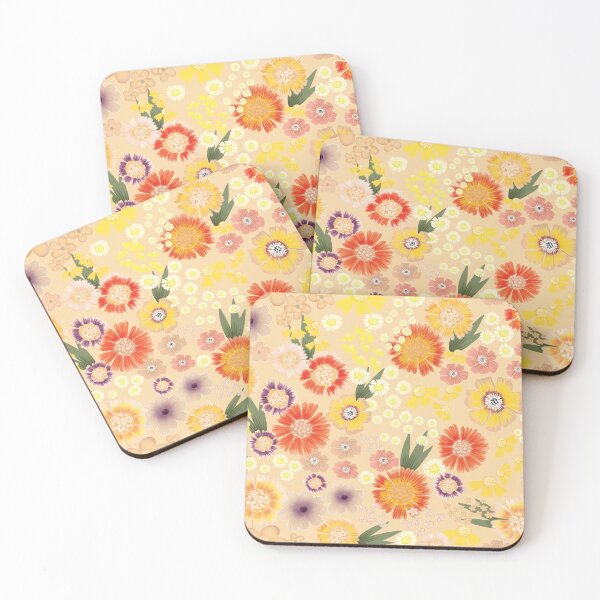 Item preview, Golden Sneezeweed Garden Delight on soft peach designed and sold by phatlizzardart.