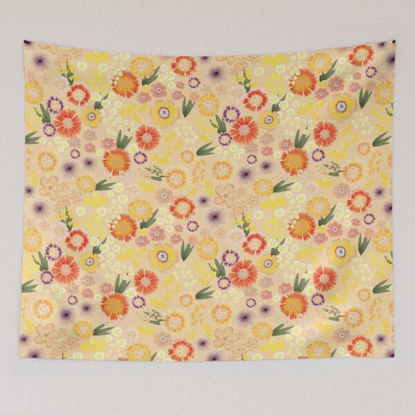 Item preview, Golden Sneezeweed Garden Delight on soft peach designed and sold by phatlizzardart.