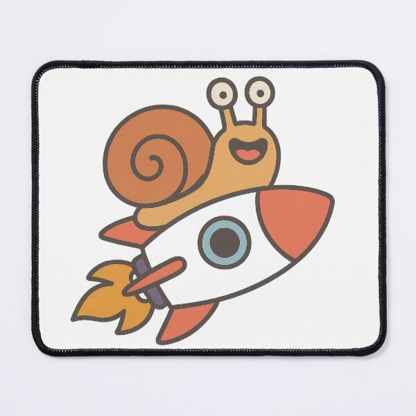 Aperçu de l'œuvre Escargot de dessin animé chevauchant une fusée colorée créée et vendue par ImagineCorner.