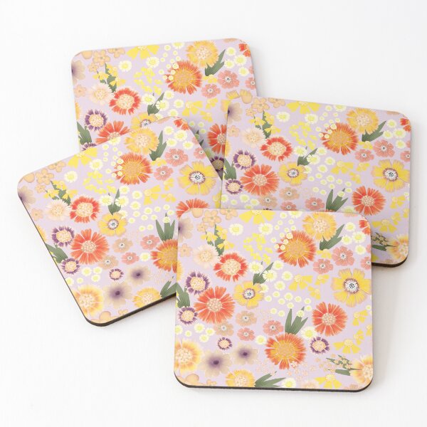 Item preview, Golden Sneezeweed Garden Delight on soft pink designed and sold by phatlizzardart.
