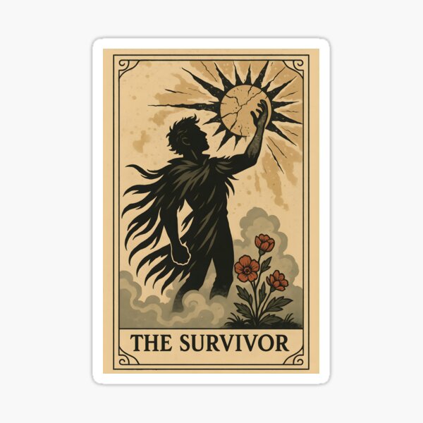 Vista previa del artículo con la obra «El Superviviente - Impresión de fantasía vintage estilo tarot de Mistborn», diseñado y vendido por Jordan Bell.