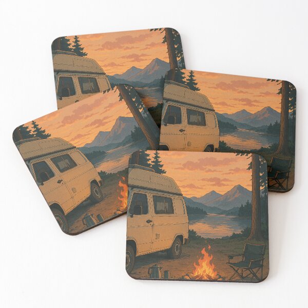 Item preview, Lofi Sunset Vanlife Campfire by the Lake designed and sold by DreamCraze.