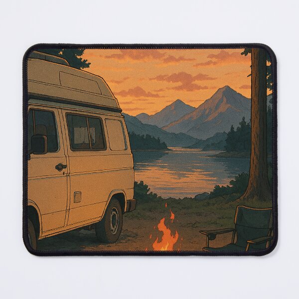 Item preview, Lofi Sunset Vanlife Campfire by the Lake designed and sold by DreamCraze.