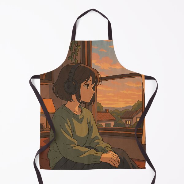 Item preview, Lofi Girl with Headphones at Sunset designed and sold by DreamCraze.