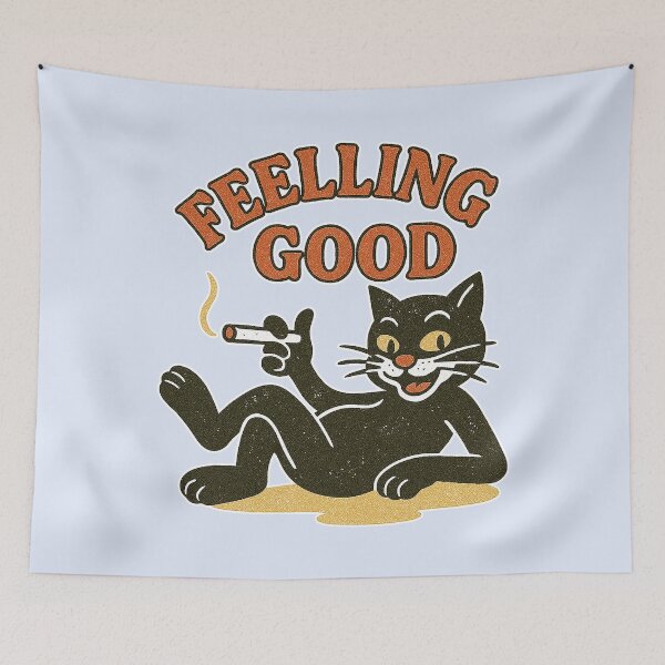 Item preview, Retro Feeling Good Black Cat designed and sold by zzz888.
