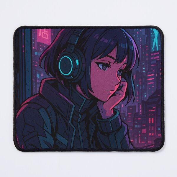 Item preview, Cyber Vapor Wave Lofi Girl in Neon City designed and sold by DreamCraze.