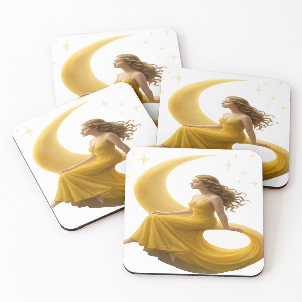 Item preview, "Moonlight Dreamer in a Golden Gown" designed and sold by SoulPrints by Beata.