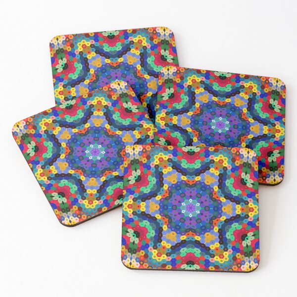 Item preview, Hex Mandala Blue Yellow Red and Green designed and sold by WormholeOrbital.