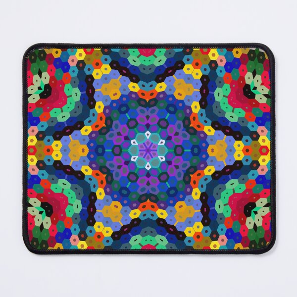Item preview, Hex Mandala Blue Yellow Red and Green designed and sold by WormholeOrbital.
