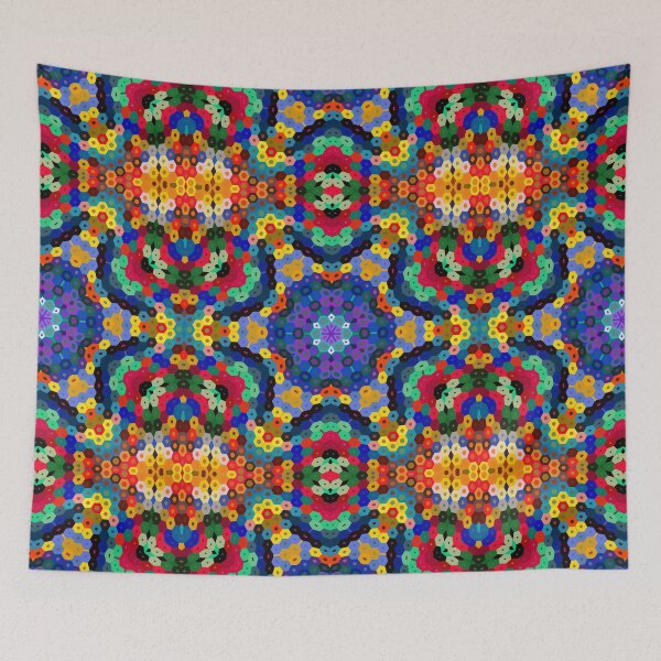 Item preview, Hex Mandala Blue Yellow Red and Green designed and sold by WormholeOrbital.