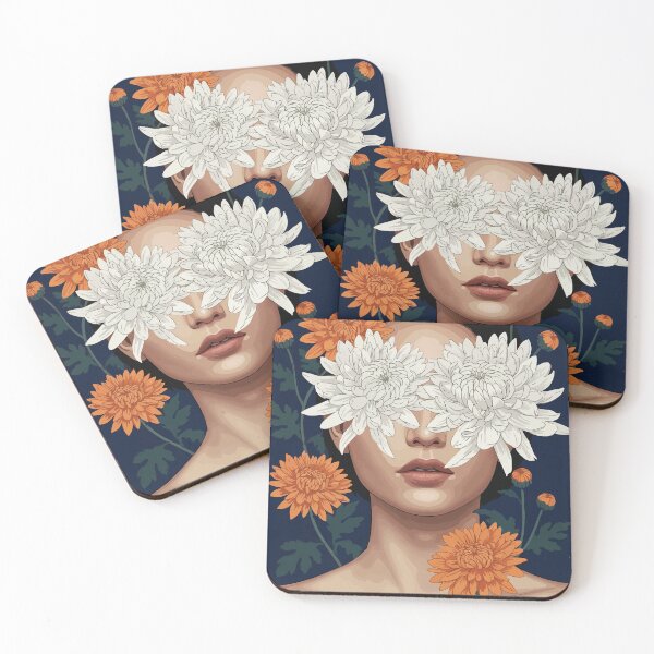 Item preview, Floral Vision – Surreal Woman with Chrysanthemums Artwork designed and sold by -DEEWOLF-.