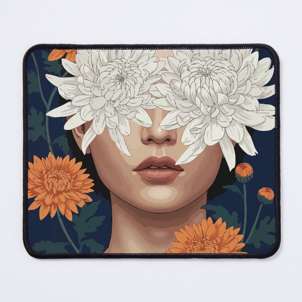 Item preview, Floral Vision – Surreal Woman with Chrysanthemums Artwork designed and sold by -DEEWOLF-.
