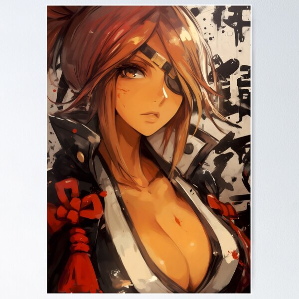 Vista previa del artículo con la obra «Hermoso diseño de impresión del anime Baiken de Guilty Gear», diseñado y vendido por HakoCity.