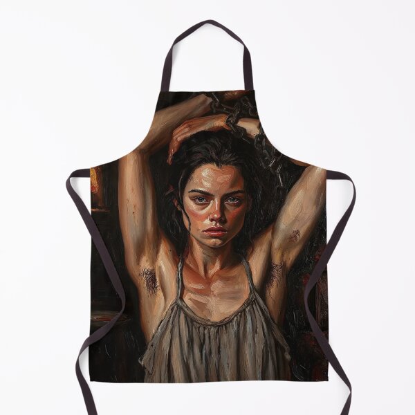 Item preview, Woman in a dungeon with her arms chained above her head vintage Expressionist painting art designed and sold by Vintage Designs +.