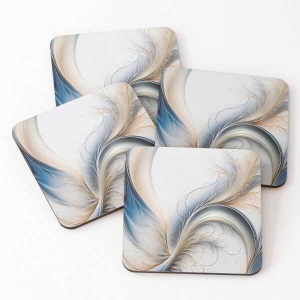 Item preview, Golden Breeze - Soft Blue and Gold Flowing Abstract designed and sold by FutureImaging.