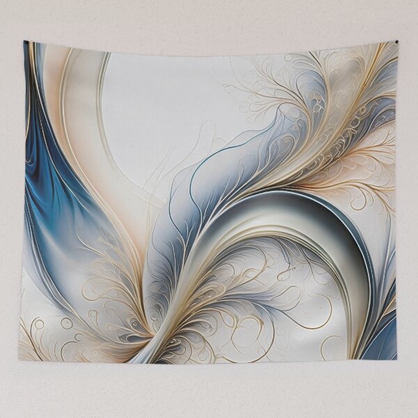 Item preview, Golden Breeze - Soft Blue and Gold Flowing Abstract designed and sold by FutureImaging.
