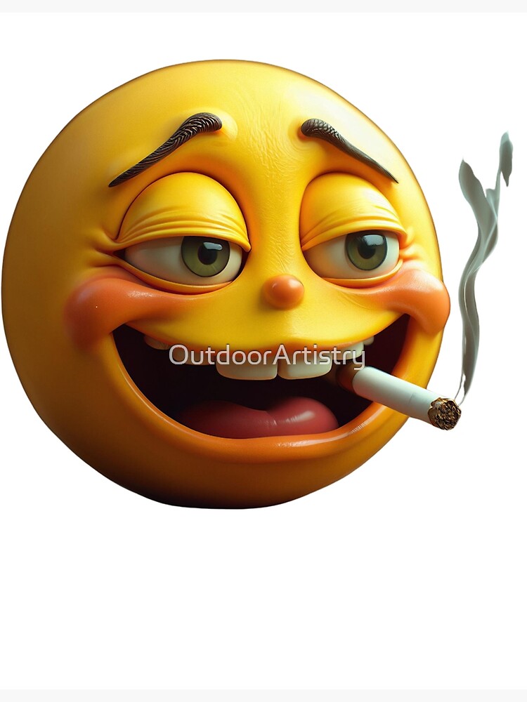 cigarette with face Funny High Emoji Smoking Cigarette Poster