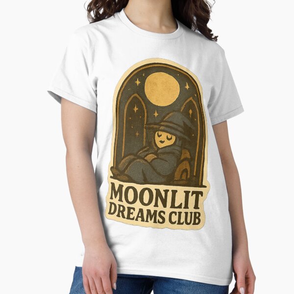 Item preview, “Moonlit Dreams Club” — Cozy gothic emblem of a Hunter sleeping designed and sold by Souls-like Design Shop.