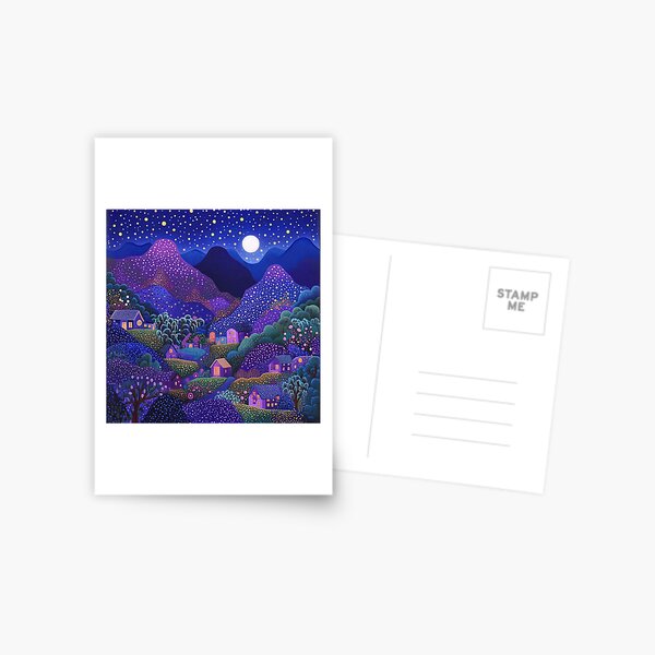 Item preview, Midnight Mountains in Purple and Blue designed and sold by Neika Shimm Designs.