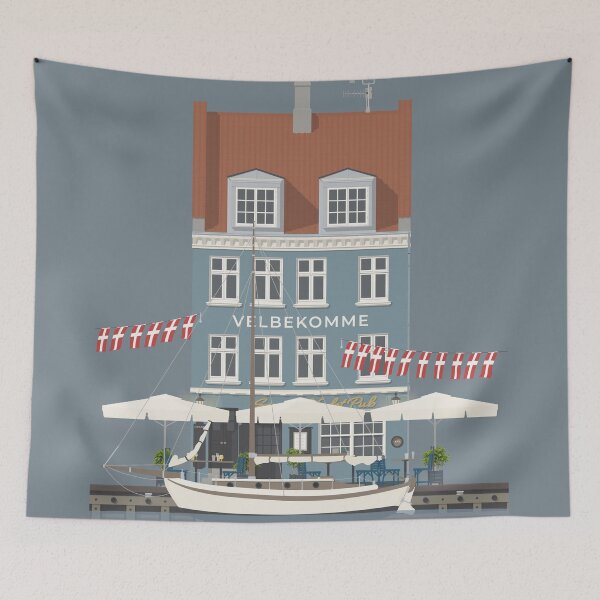Item preview, Copenhagen Travel Illustration of a Nyhavn Neighbourhood townhouse | Denmark designed and sold by aio.