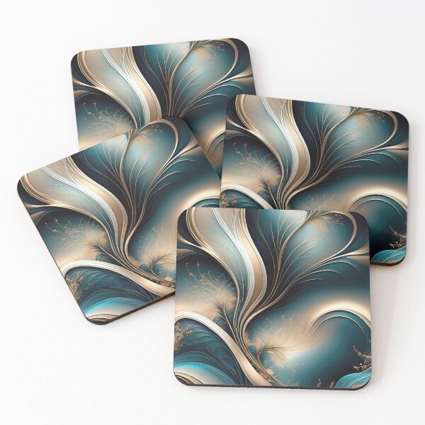 Item preview, Golden Breeze - Teal and Gold Flowing Abstract designed and sold by FutureImaging.
