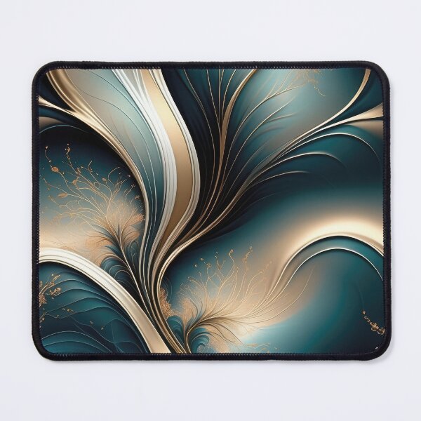Item preview, Golden Breeze - Teal and Gold Flowing Abstract designed and sold by FutureImaging.