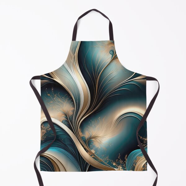 Item preview, Golden Breeze - Teal and Gold Flowing Abstract designed and sold by FutureImaging.