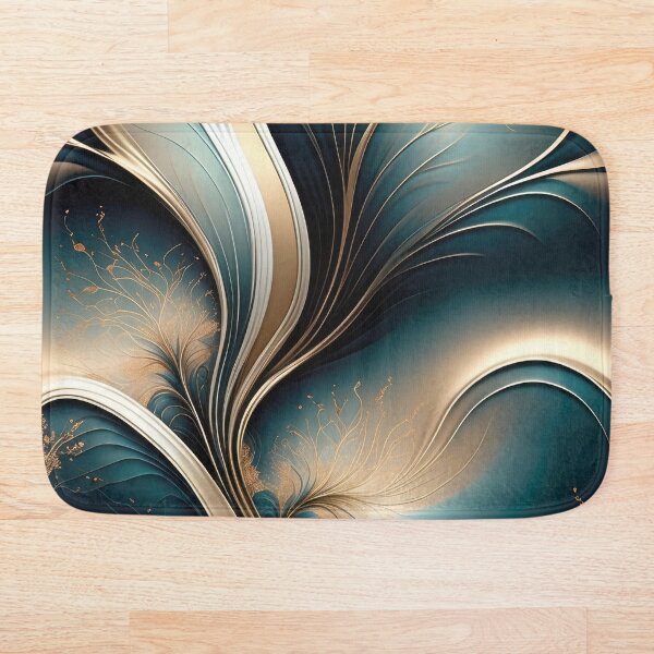 Item preview, Golden Breeze - Teal and Gold Flowing Abstract designed and sold by FutureImaging.