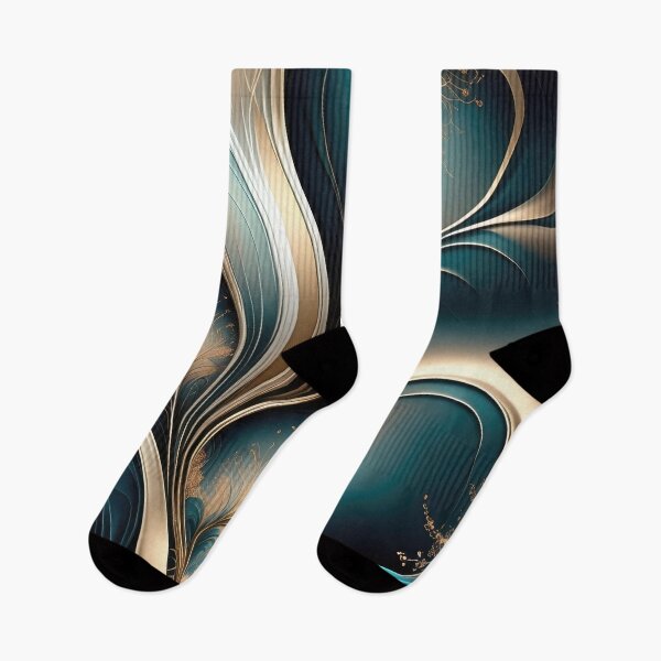 Item preview, Golden Breeze - Teal and Gold Flowing Abstract designed and sold by FutureImaging.