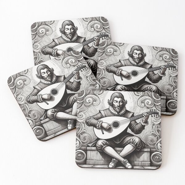 Item preview, Guido Fawkes playing a lute etching illustration vintage art designed and sold by Vintage Designs +.