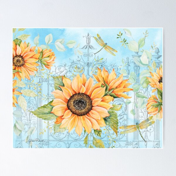 Item preview, Sunflowers And Dragonfly Garden B designed and sold by Jean Plout.